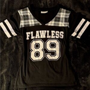 Bobbie Brooks Black and White Plaid Jersey Tee